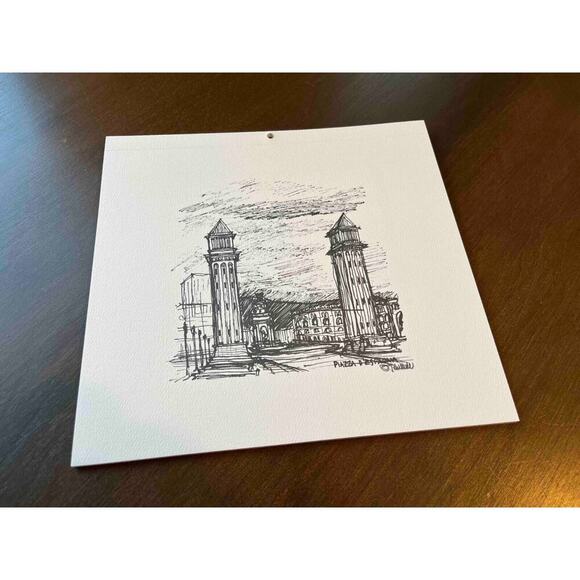 Set (12) Prints European Architecture Travel Sketches Signed Drawings DT Hubbell - Picture 2 of 7